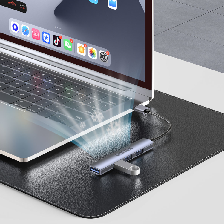 Unitek Hub USB-A 1*USB-A 5 Gbps, 3*USB-A 2.0 alu-1639279