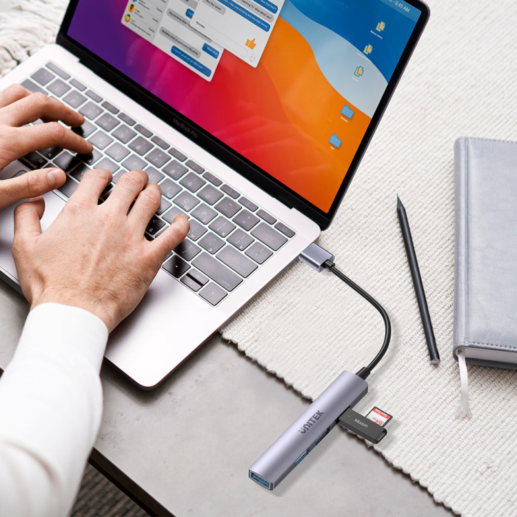 Unitek Hub USB-A 1*USB-A 5 Gbps, 3*USB-A 2.0 alu-1654611