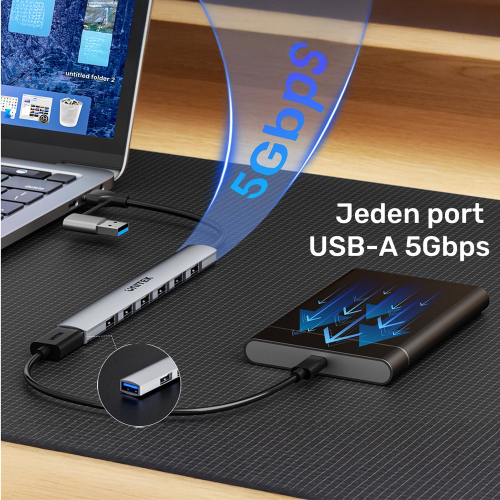 Unitek Hub USB-A/C 7w1 USB A z adapterem USB A 5 Gbps-1785803