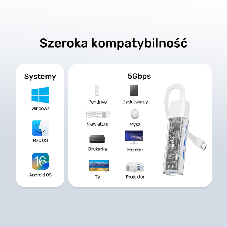 Unitek hub dwukierunkowy USB C/USB A 5Gbps, 4x USB A kremowy-1783382