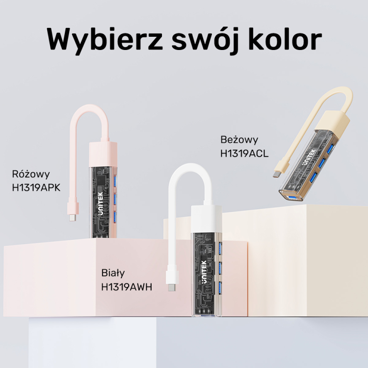 Unitek hub dwukierunkowy USB C/USB A 5Gbps, 4x USB A kremowy-1783384