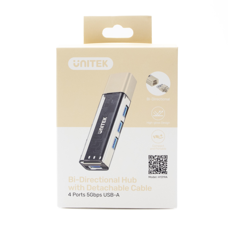 Unitek hub dwukierunkowy USB C/USB A 5Gbps, 4x USB A kremowy-1783386