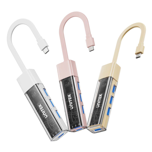 Unitek hub dwukierunkowy USB C/USB A 5Gbps, 4x USB A różowy-1783353