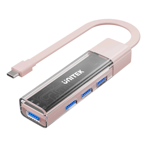 Unitek hub dwukierunkowy USB C/USB A 5Gbps, 4x USB A różowy-1783340