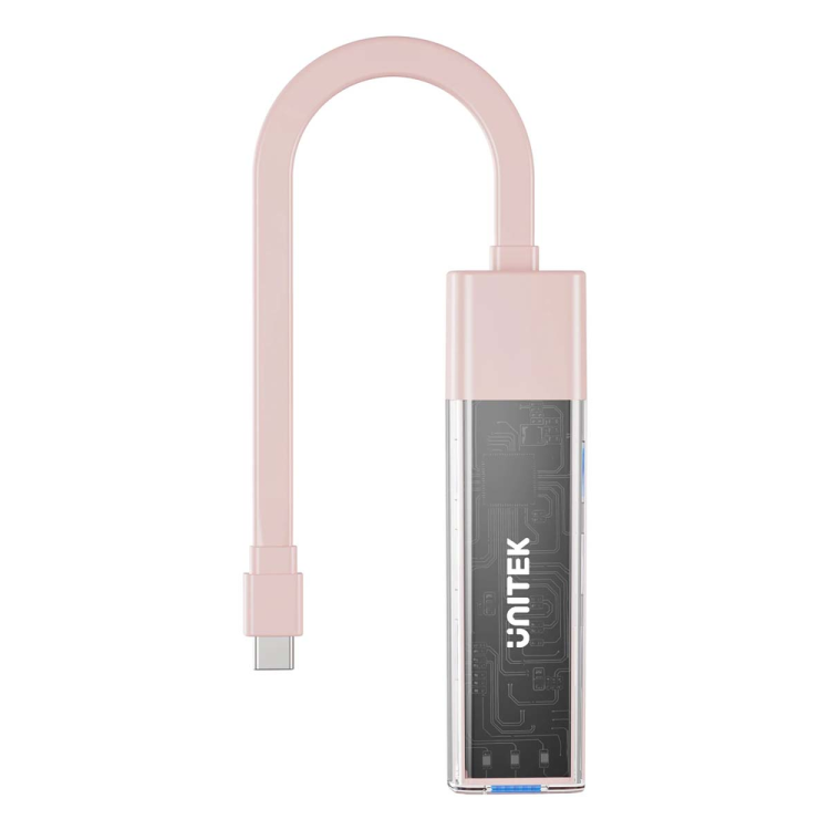 Unitek hub dwukierunkowy USB C/USB A 5Gbps, 4x USB A różowy-1783352
