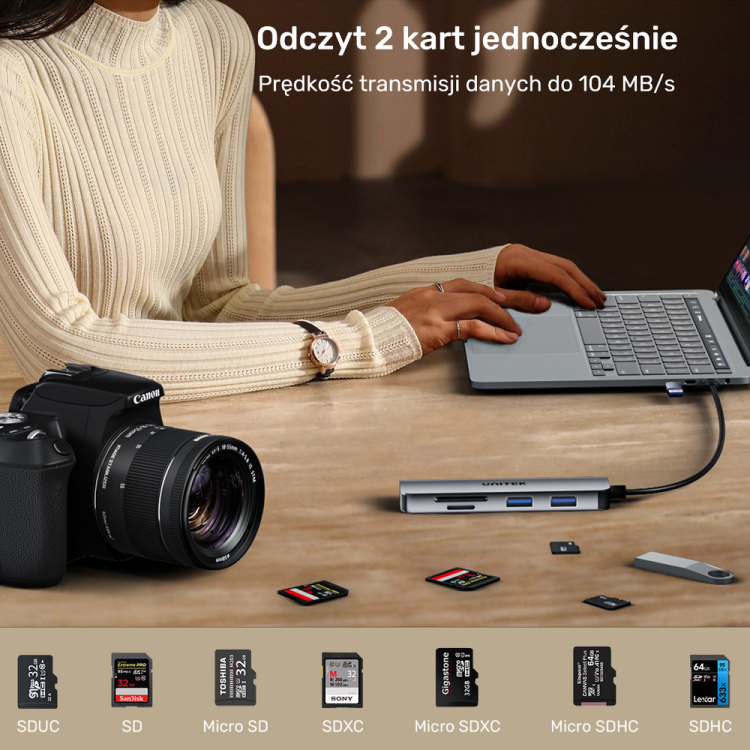 Unitek Hub 5w1 USB-A/C 5 Gbps z czytnikiem kart SD i micro SD-1784362
