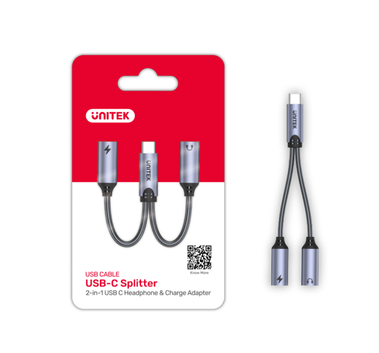 Unitek Adapter USB-C na 2 x port USB-C audio i 18W-1357734