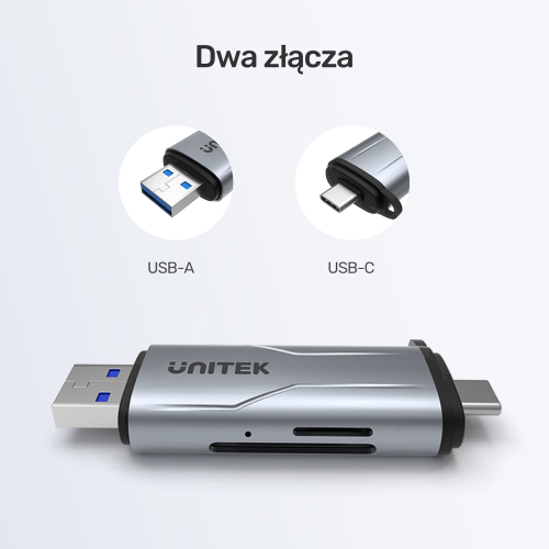 Unitek Czytnik kart SD/microSD USB-A 5Gbps/USB-C-1638696