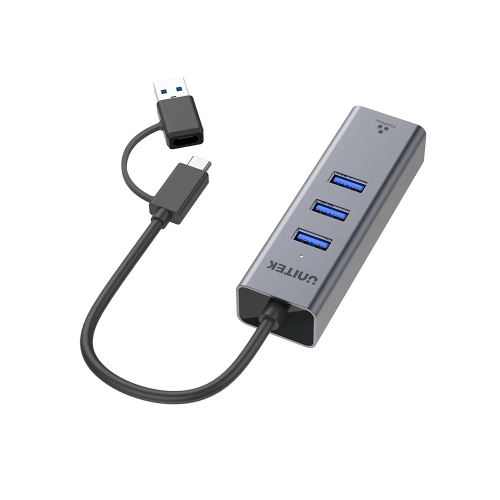 Unitek Hub USB C 4w1 Ethernet 3 x USB A 5 Gbps z adapterem USB A-1783396