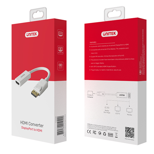Unitek Y-6332 adapter DisplayPort-HDMI 4K-1654060