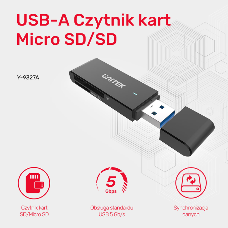 Unitek Czytnik kart SD i microSD USB-A-1638069