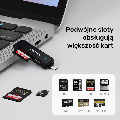 Unitek Czytnik kart SD i microSD USB-C-1638641