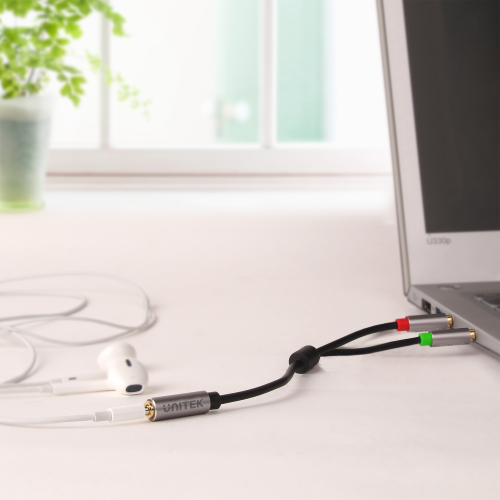 Unitek przewod miniJack 3,5mm (F) - 2x 3,5mm (M)-1654076