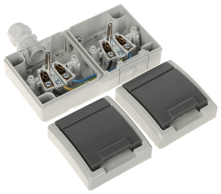 GNIAZDO NATYNKOWE PODWÓJNE AQUANT-G2/V1/EPN 230V AC 16A IP65 Elektro-Plast-1623578