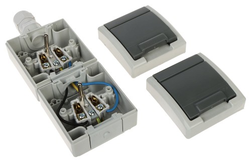 GNIAZDO NATYNKOWE PODWÓJNE AQUANT-G2/V2/EPN 230V AC 16A IP65 Elektro-Plast-1624484