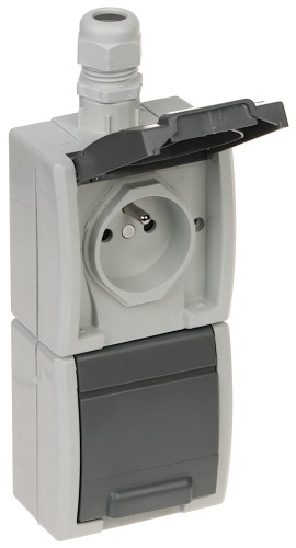 GNIAZDO NATYNKOWE PODWÓJNE AQUANT-G2/V2/EPN 230V AC 16A IP65 Elektro-Plast-1624483