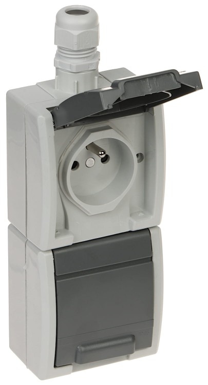 GNIAZDO NATYNKOWE PODWÓJNE AQUANT-G2/V2/EPN 230V AC 16A IP65 Elektro-Plast-1624483