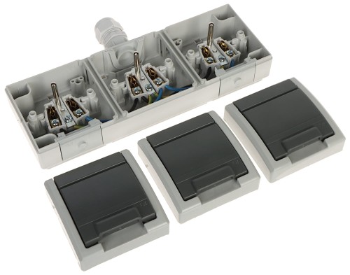 GNIAZDO NATYNKOWE POTRÓJNE AQUANT-G3/EPN 230V AC 16A IP65 Elektro-Plast-1624489