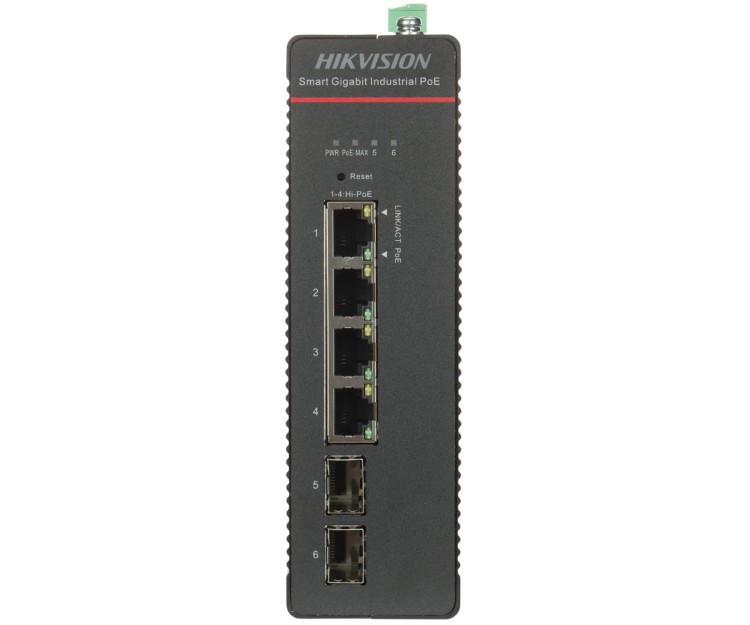 ZARZĄDZALNY SWITCH PRZEMYSŁOWY POE DS-3T1506HP-SI-4P2F/NO POWER UNIT 4-PORTOWY SFP Hikvision-1868862