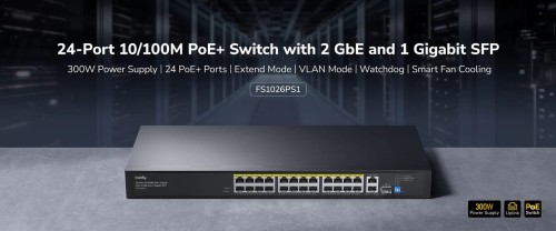 SWITCH POE FS1026PS1 24-PORTOWY SFP CUDY-1790448