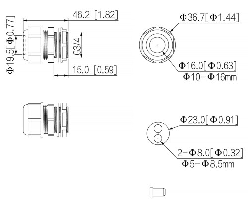 DŁAWNICA IZOLACYJNA G3416GW IP68 3/4"-1770875
