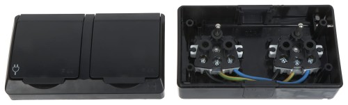 GNIAZDO NATYNKOWE PODWÓJNE HERMES/0322-09/EPN 250V AC 16A IP44 Elektro-Plast-1672589