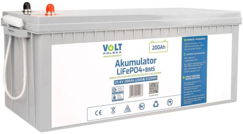 AKUMULATOR VOLT POLSKA LITOWO-ŻELAZOWO-FOSFORANOWY LiFePO4 25,6V 200Ah 200A + BMS-1868102