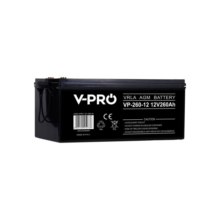 VOLT Polska VPRO 12V 260Ah – akumulator VRLA AGM – widok z przodu.jpg
