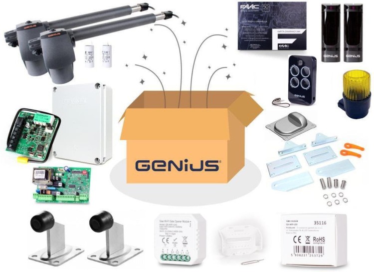 Zestaw Genius G-Bat 400 do bram 8m dwuskrzydłowych (lampa + stopka + odboje + moduł Wi-Fi)-1905843