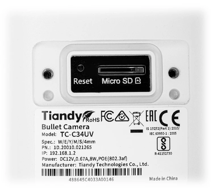 KAMERA IP TC-C34UV SPEC:W/E/Y/M/S/4MM Color Maker - 4Mpx 4mm TIANDY-1957260