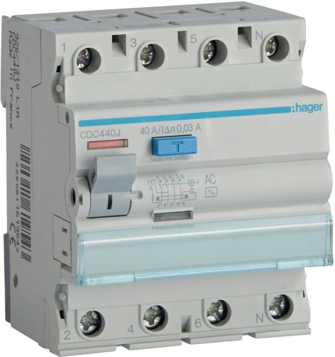 Wyłącznik różnicowoprądowy 3P+N 40A 30mA 6kA AC HAGER CDC440J-1769404