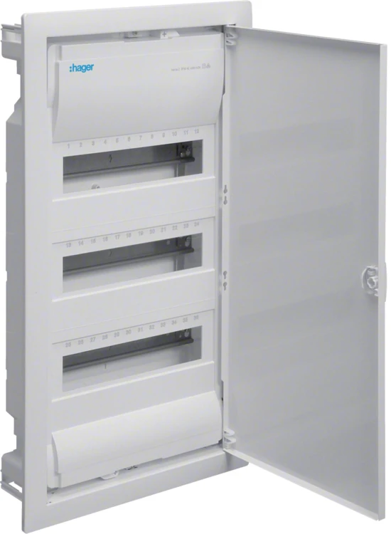 Rozdzielnica p/t z drzwiami metalowymi, 3 rzędy, 36 modułów, IP30, HAGER Volta VU36NE-1769399