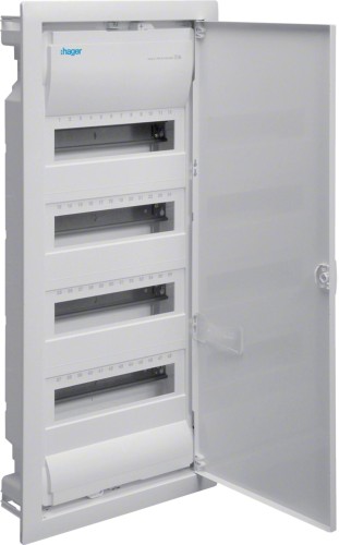 Rozdzielnica podtynkowa z drzwiami metal., 4 rzędy, 48 mod, IP30, QC, HAGER Volta VU48AT-1859680