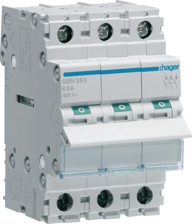 Rozłącznik izolacyjny, szer. 3 moduły. 3P, 100A HAGER SBN390-1948011