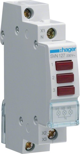 Lampka sygnalizacyjna, 230V AC, 3 x Czerwony LED HAGER SVN127-1855673