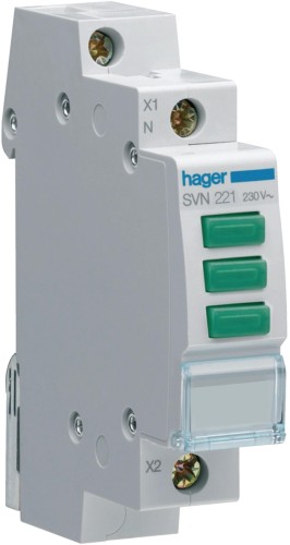 Lampka sygnalizacyjna, 230V AC, 3 x Zielony LED HAGER SVN221-1855675
