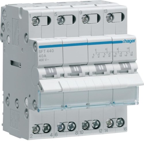 Modułowy przełącznik instalacyjny I-0-II  4P 40A 400VAC Hager SFT440-1930967