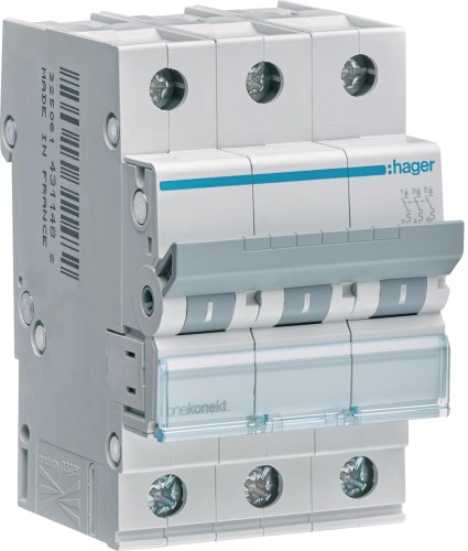 Wyłącznik nadprądowy 6kA , B, 20A, 3P, B20 Hager MBN320E-1855658