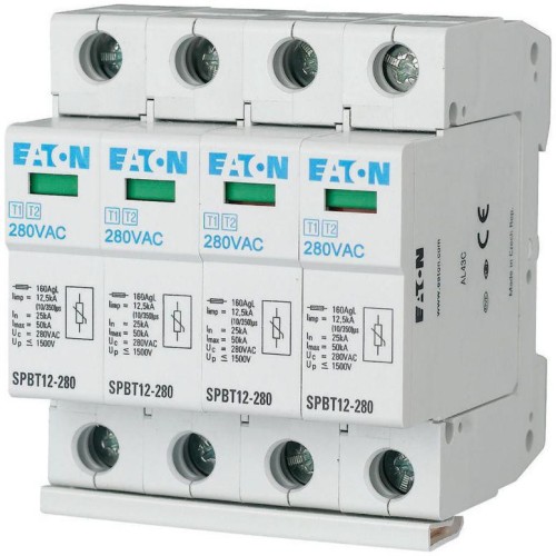 EATON OGRANICZNIK PRZEPIĘĆ T1+T2 B+C 4P 4M 12.5KA 1.5KV TN, TNS SPBT12-280/4-1948209