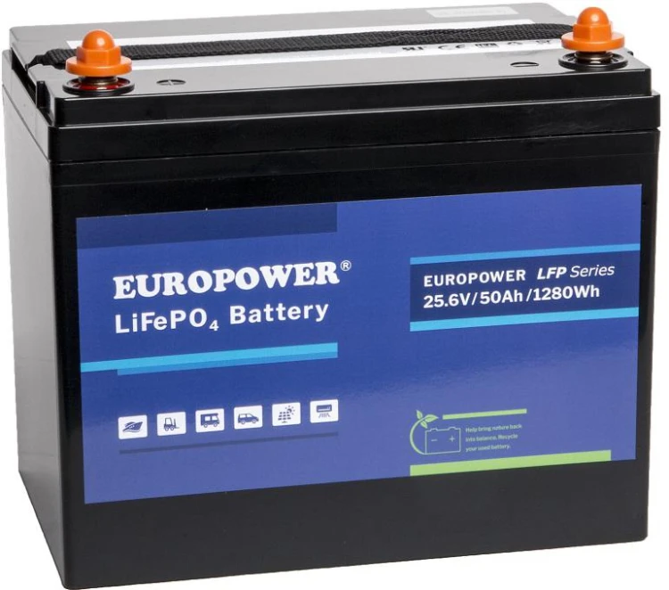 Akumulator LiFePO4 EUROPOWER serii LFP 25,6V 50Ah Bluetooth, mata grzewcza (Żywotność ~4000 cykli)-1769467