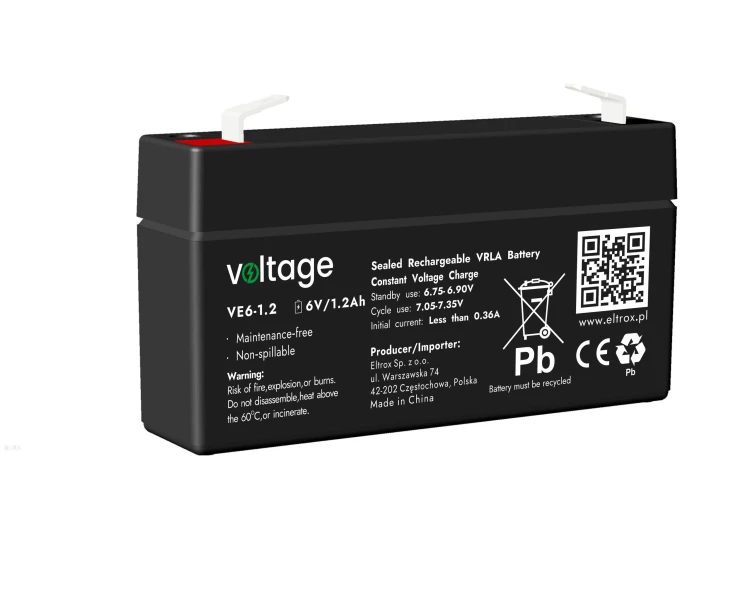 Akumulator AGM Voltage 6V 1,2Ah VE6-1.2 (Żywotność 6-9 lat)-1680793