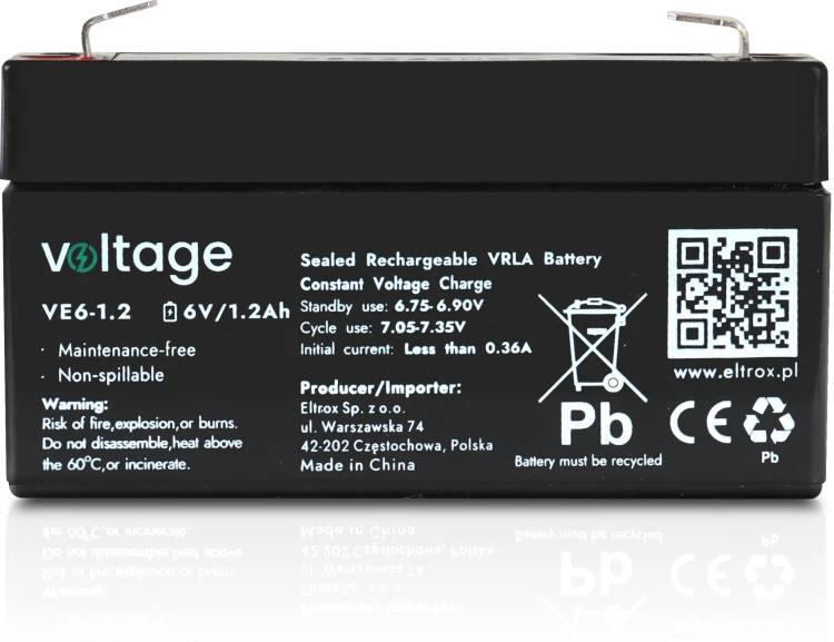 Akumulator AGM Voltage 6V 1,2Ah VE6-1.2 (Żywotność 6-9 lat)-1910228