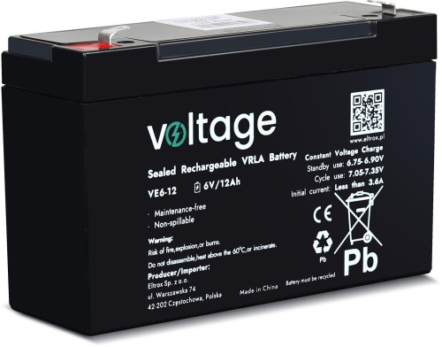 Akumulator AGM Voltage 6V 12Ah VE6-12 (Żywotność 6-9 lat)-1910232