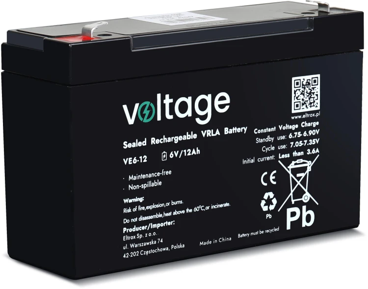 Akumulator AGM Voltage 6V 12Ah VE6-12 (Żywotność 6-9 lat)-1910232