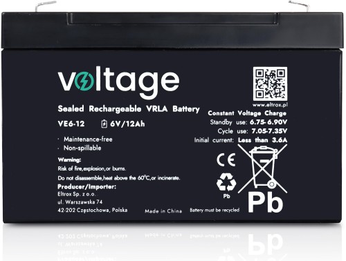 Akumulator AGM Voltage 6V 12Ah VE6-12 (Żywotność 6-9 lat)-1910234