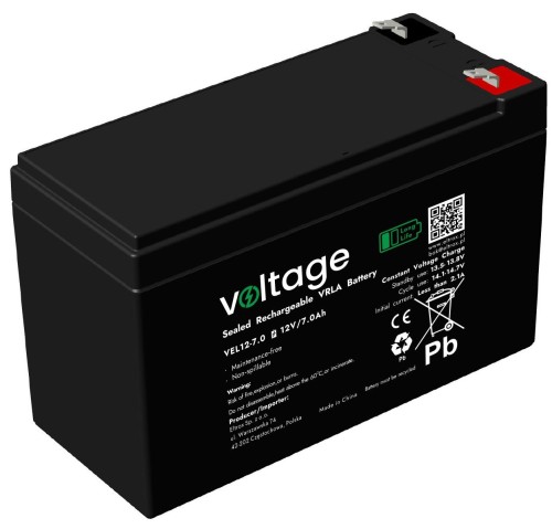 Akumulator AGM Voltage Long Life 12V 7Ah VEL12-7.0 (Żywotność 15 lat)-1853814