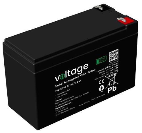 Akumulator AGM Voltage Long Life 12V 9Ah VEL12-9.0 (Żywotność 15 lat)-1918129