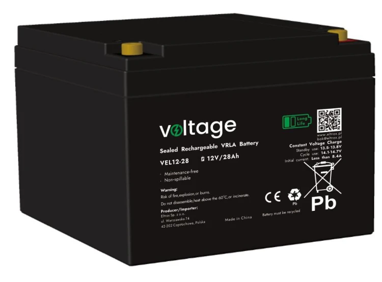 Akumulator AGM Voltage Long Life 12V 28Ah VEL12-28 (Żywotność 15 lat)-1918130