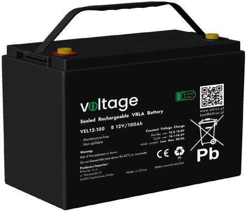 Akumulator AGM Voltage Long Life 12V 100Ah VEL12-100 (Żywotność 15 lat)-1932152