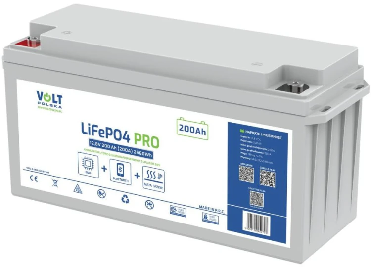 Akumulator Volt Polska LiFePO4 12,8V 200 Ah (200A) + BMS + BLUETOOTH + MATA-1942860